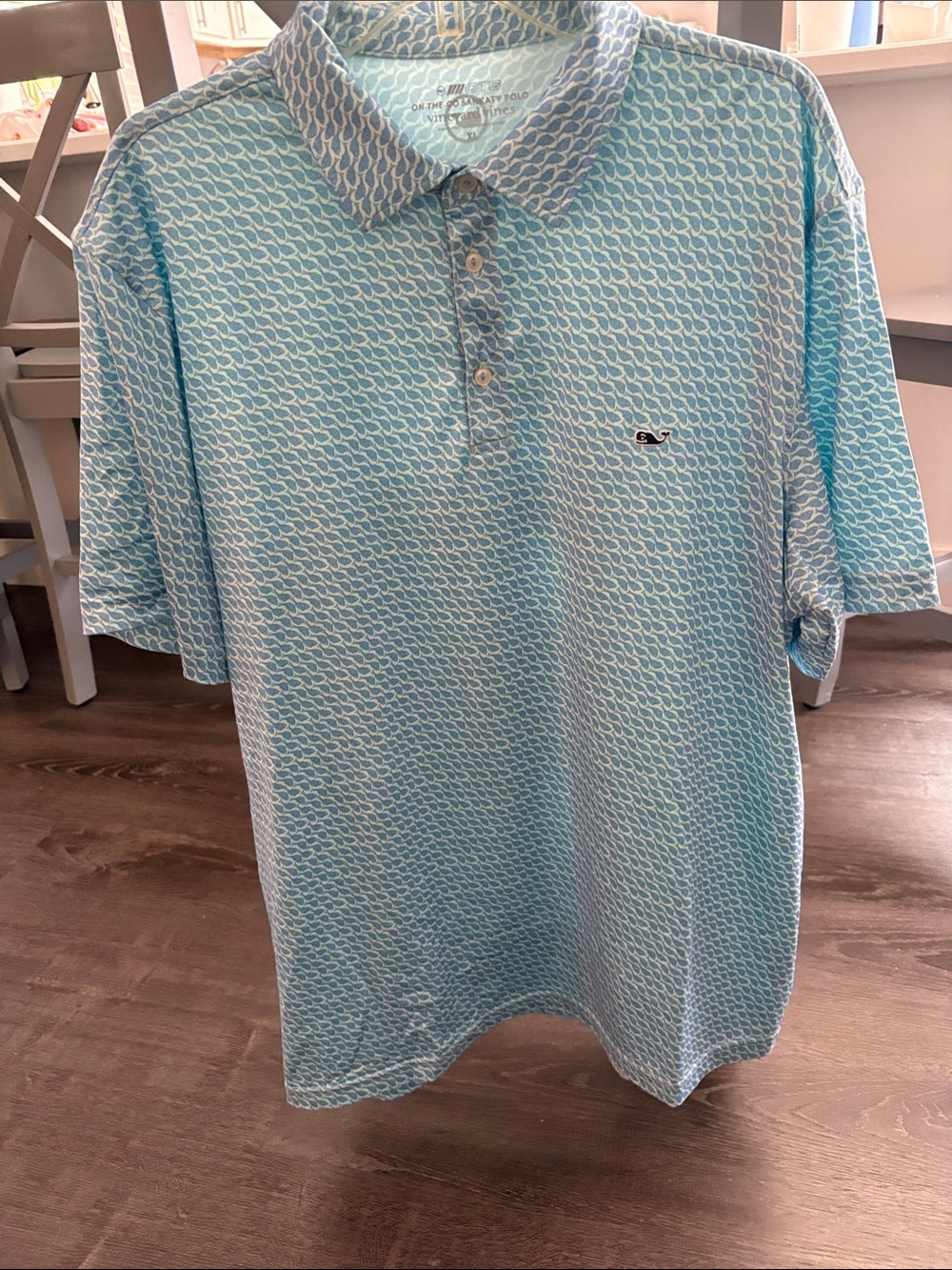 Vineyard Vines Men's Aqua Patterned Performance Polo